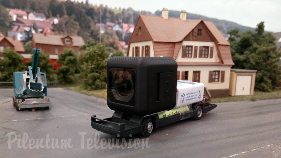 Trucks and Trains: Using the Runcam 5 as cab ride camera on the streets of a model railroad layout